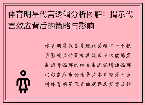 体育明星代言逻辑分析图解：揭示代言效应背后的策略与影响